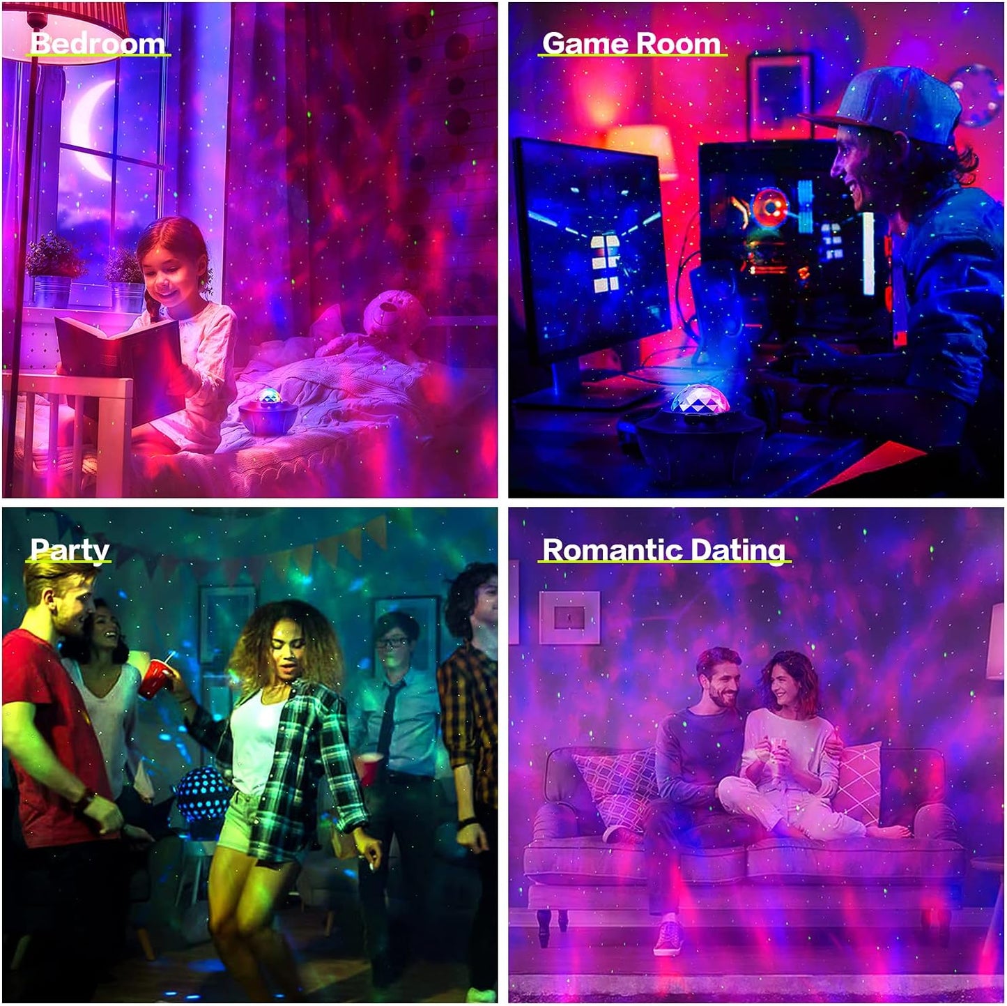 A7 LED Starry Projection Light with Remote Control | USB Galaxy Night Lamp with Music Sync Mode