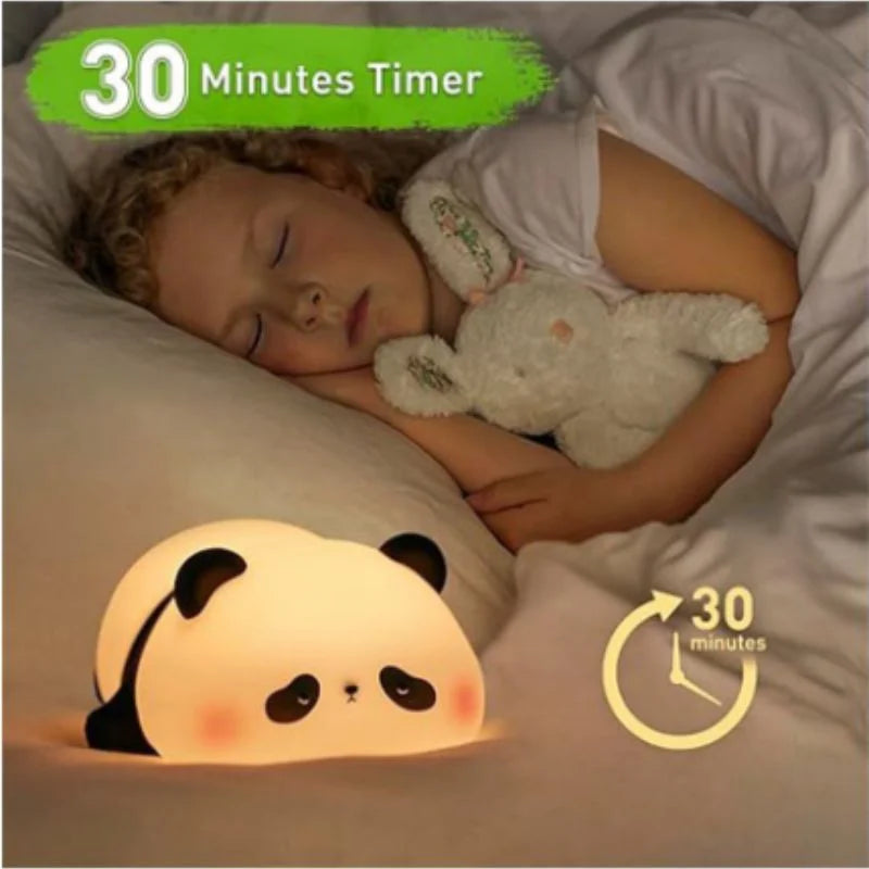 Cute Panda Soft Silicone LED Animal Bedside Lamp | Tap Control & USB Rechargeable | Panda Night Light for Kids