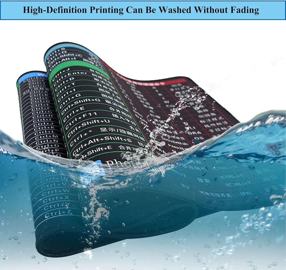 Large Excel Shortcut Keyboard Mouse Pad & Desk Mat 30×80cm | Extended Non-Slip Office Table Mat for Work Study Gaming