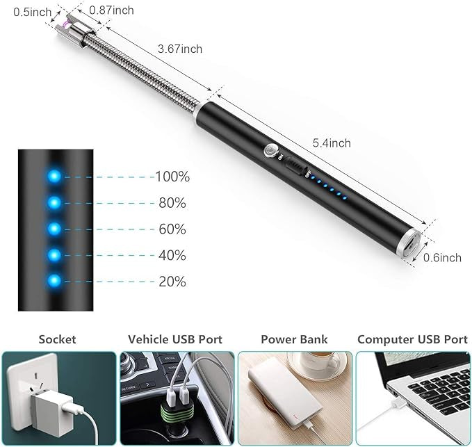 USB Rechargeable Flameless Arc Lighter | Flexible & Windproof Electric Wand Lighter