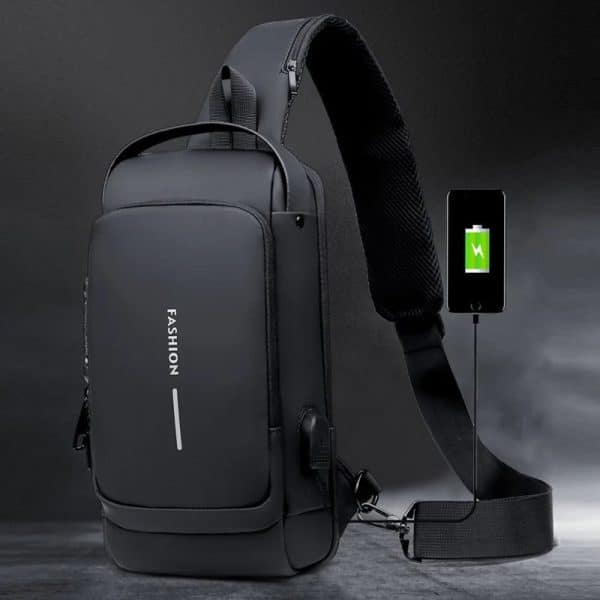 Black Multifunction Anti-Theft USB Charging Crossbody Shoulder Bag | Stylish, Secure & Travel-Ready