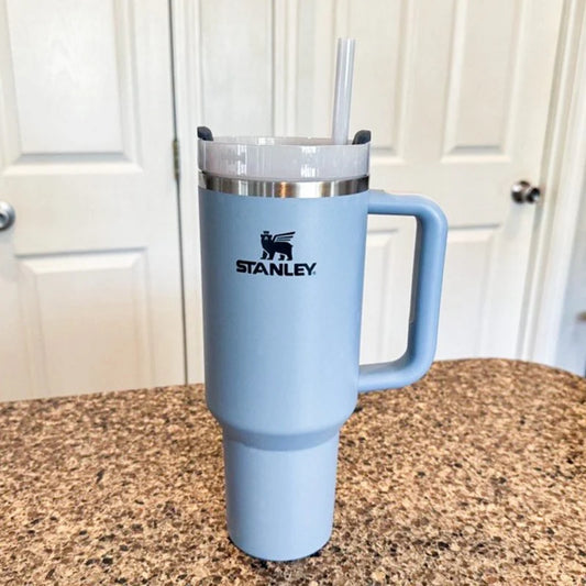 Light Blue Stanley 40 Oz Stainless Steel Tumbler | Leak-Proof Vacuum Insulated Travel Mug | Hot & Cold