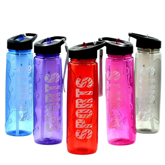 Pink Stylish Water Sport Bottle 1000ml with Straw | Leakproof BPA-Free Hydration Bottle for School, Gym & Travel
