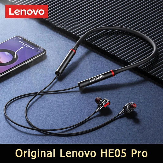 Lenovo HE05 Pro Wireless Earphones - Neckband Style, TWS, Noise Cancelling Mic