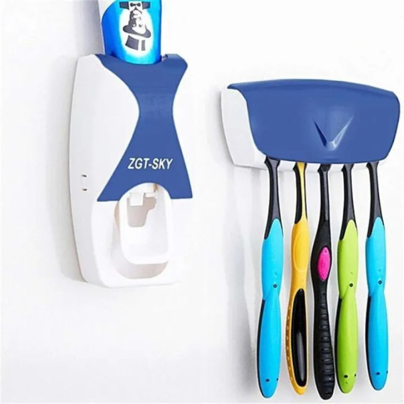 Automatic Toothpaste Dispenser Set with Wall-Mounted Toothbrush Holder | Touch-Free Bathroom Organizer