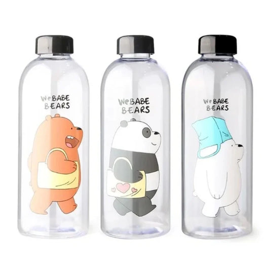 We Babe Bears Frosted Plastic Water Bottle with Straw 1000ml | Leakproof BPA-Free Cute Hydration Bottle