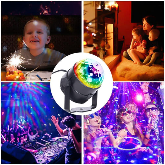 LED Disco Party Lights Crystal Magic Ball 3W RGB | Colorful Projection Lamp for Parties & Events