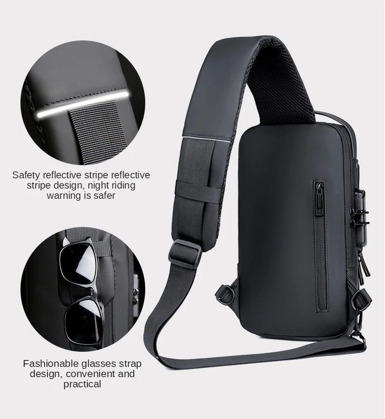 Black Multifunction Anti-Theft USB Charging Crossbody Shoulder Bag | Stylish, Secure & Travel-Ready