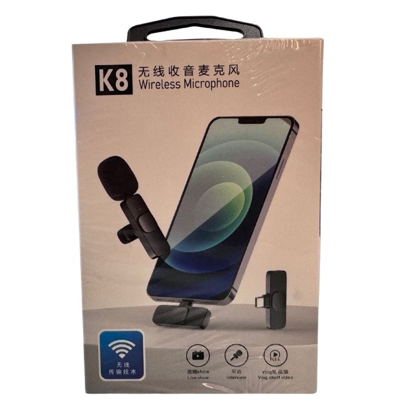 K8 Type-C Wireless Lavalier Microphone | Portable Noise-Cancelling | Mic for Android, Vlogging & Live Streaming