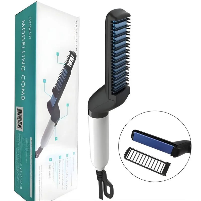 Hair & Beard Straightener Comb for Men | Multifunction Electric Hair & Beard Styling Brush | Quick Heating Ceramic Straightener