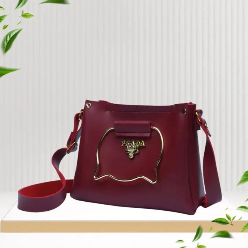 Maroon Elegant Cat Handle Handbag for Girls & Ladies | Stylish Shoulder & Crossbody Bag with Gold Accents | Adjustable Strap