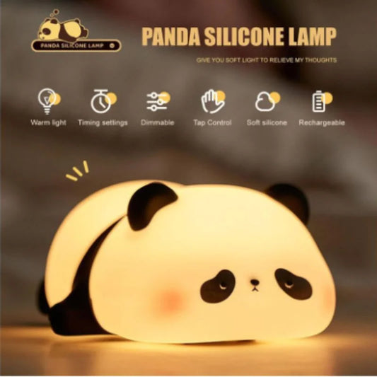 Cute Panda  Soft Silicone LED Animal Bedside Lamp | Tap Control & USB Rechargeable |  Panda Night Light for Kids