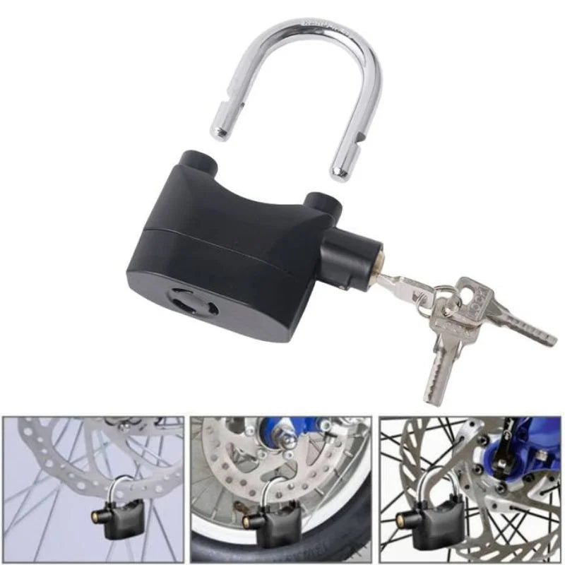 High-Security Gembok Alarm Lock | Waterproof Siren Padlock for Bike, Scooter & Door Protection