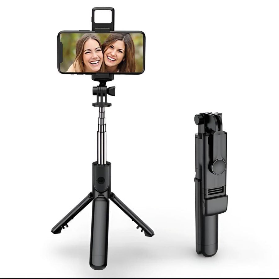 R1s Bluetooth Selfie Stick Tripod with Remote | 360° Foldable Phone & Action Camera Stand with LED Light