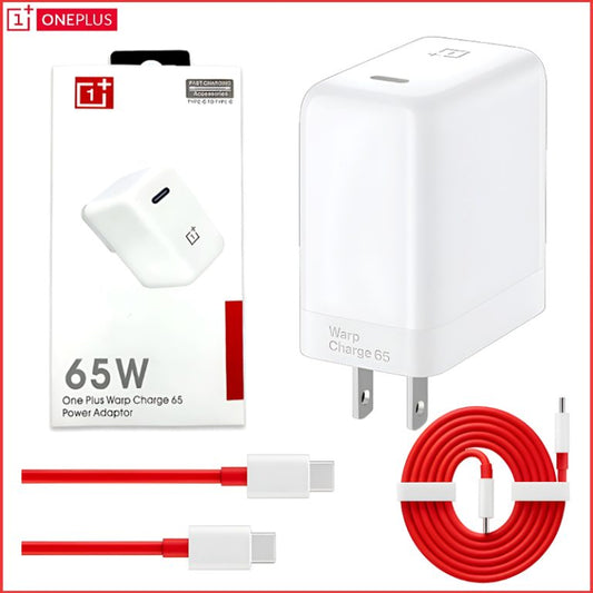 OnePlus 65W Warp Charge Power Adapter with Type-C to Type-C Fast Charging Cable | High-Speed USB-C Charger