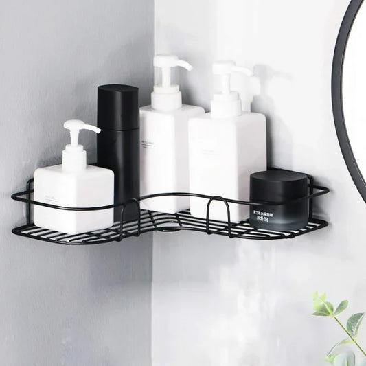 Wall Corner Rack | Without Adhesive Screws | Stainless Steel Multipurpose Bathroom & Kitchen Shelf