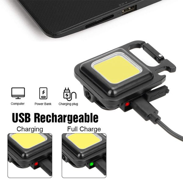 Portable Keychain Light | 500 Lumens Mini COB LED Flashlight with Foldable Handle & USB Rechargeable